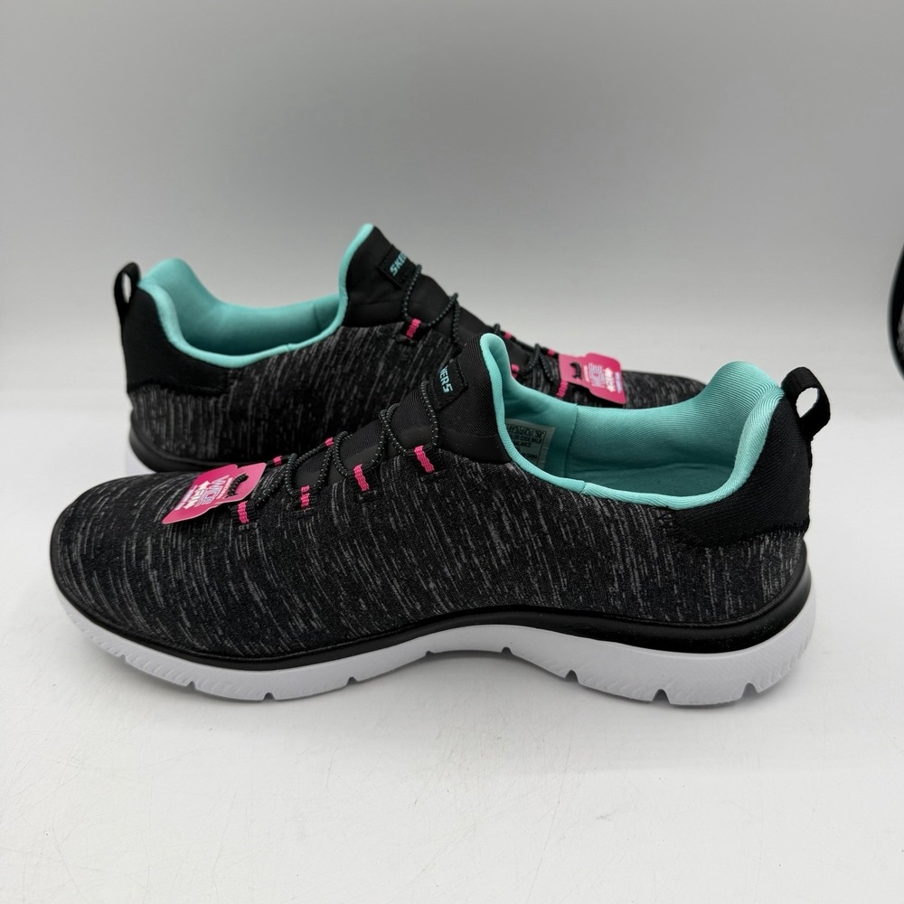Skechers Quick Getaway Shoes Womens 7.5 W WIDE FIT Black Slip On Sneakers 12983W - Picture 2 of 10